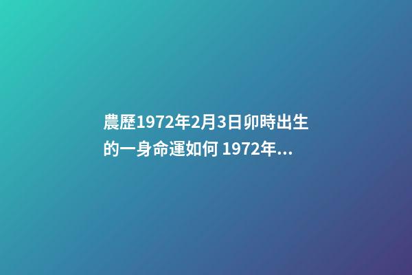 農歷1972年2月3日卯時出生的一身命運如何 1972年2月3日出生的人的運勢-第1張-觀點-玄機派